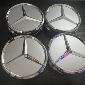 NEW Silver Chrome Mercedes Wheel Hubcaps 75mm